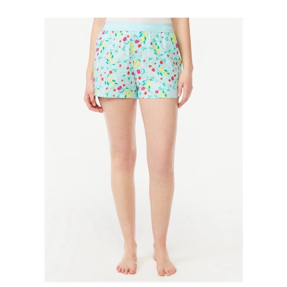 Joyspun Floral Sleep Shorts | Blue Fruit‎ Print Pajama Shorts | Size 2X